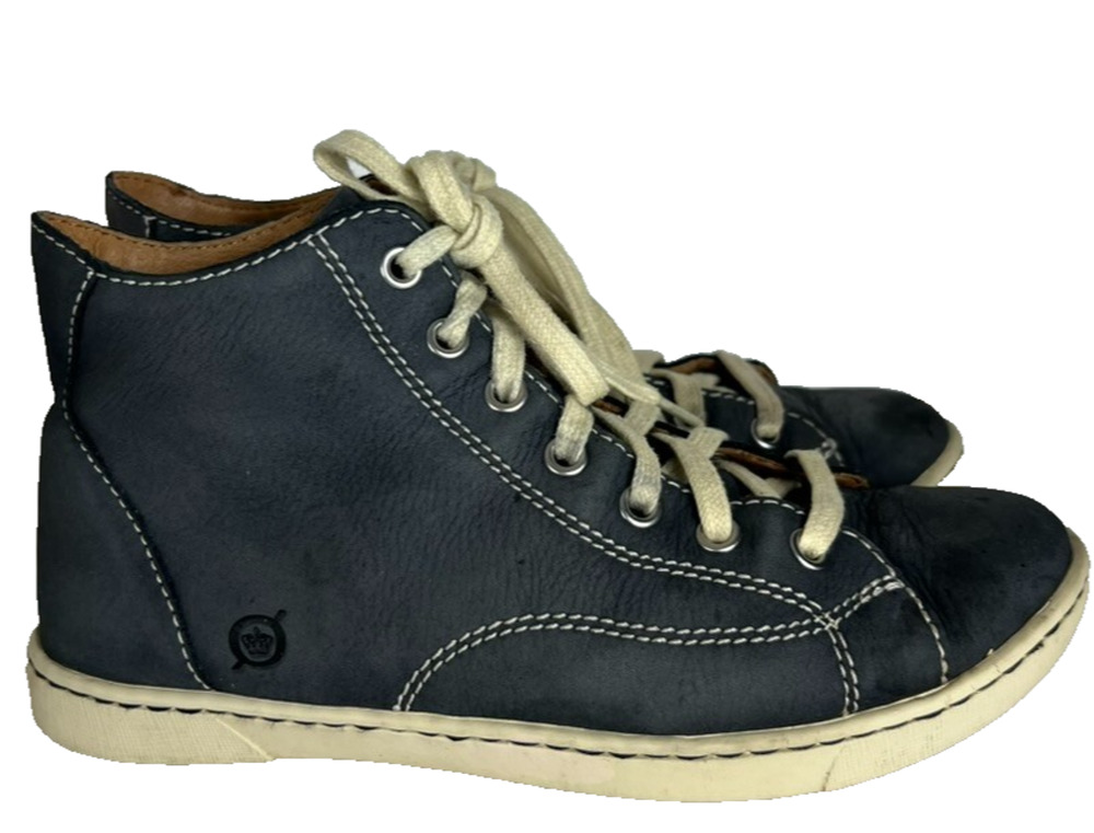 Born Sneakers Womens Size 6 Blue Suede High Top Leather Lace Up